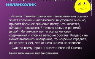 Меланхолик: характеристика темперамента