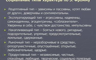 Социальные типы характеров  в  типологии э. фромма